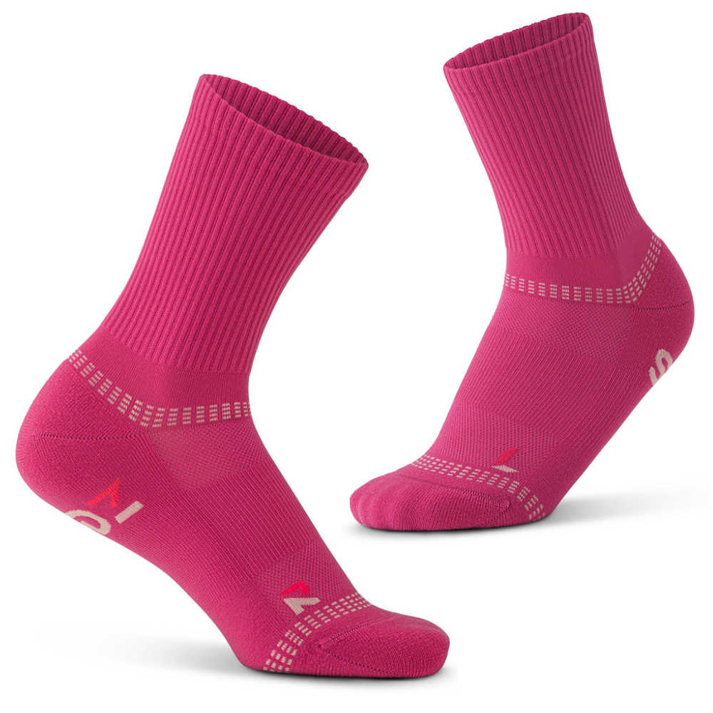 SEDZ The Runner's Sock in Crimson Pink – a pair of pink anti-blister running socks