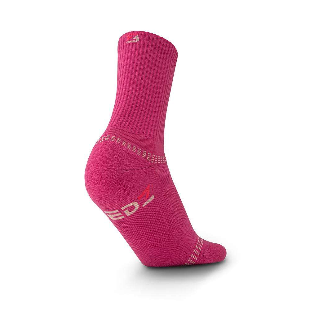 Crimson Pink sock, heel and arch band detail